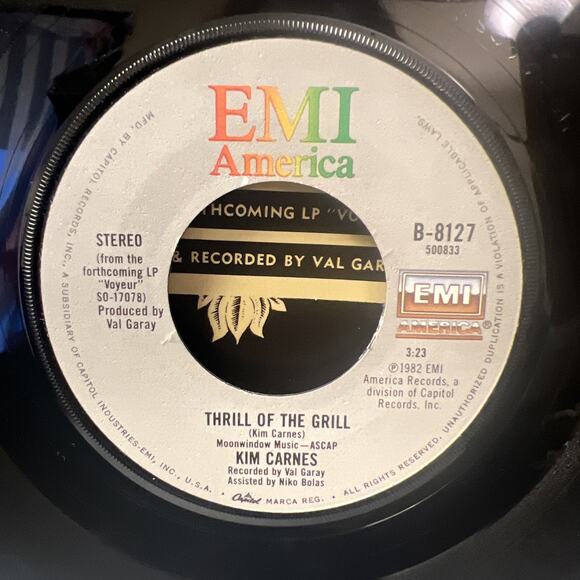 KIM CARNES VOYEUR 45RPM PICTURE SLEEVE EMI AMERICA 1982 ULTRASONIC CLEAN EX! - Picture 3 of 6
